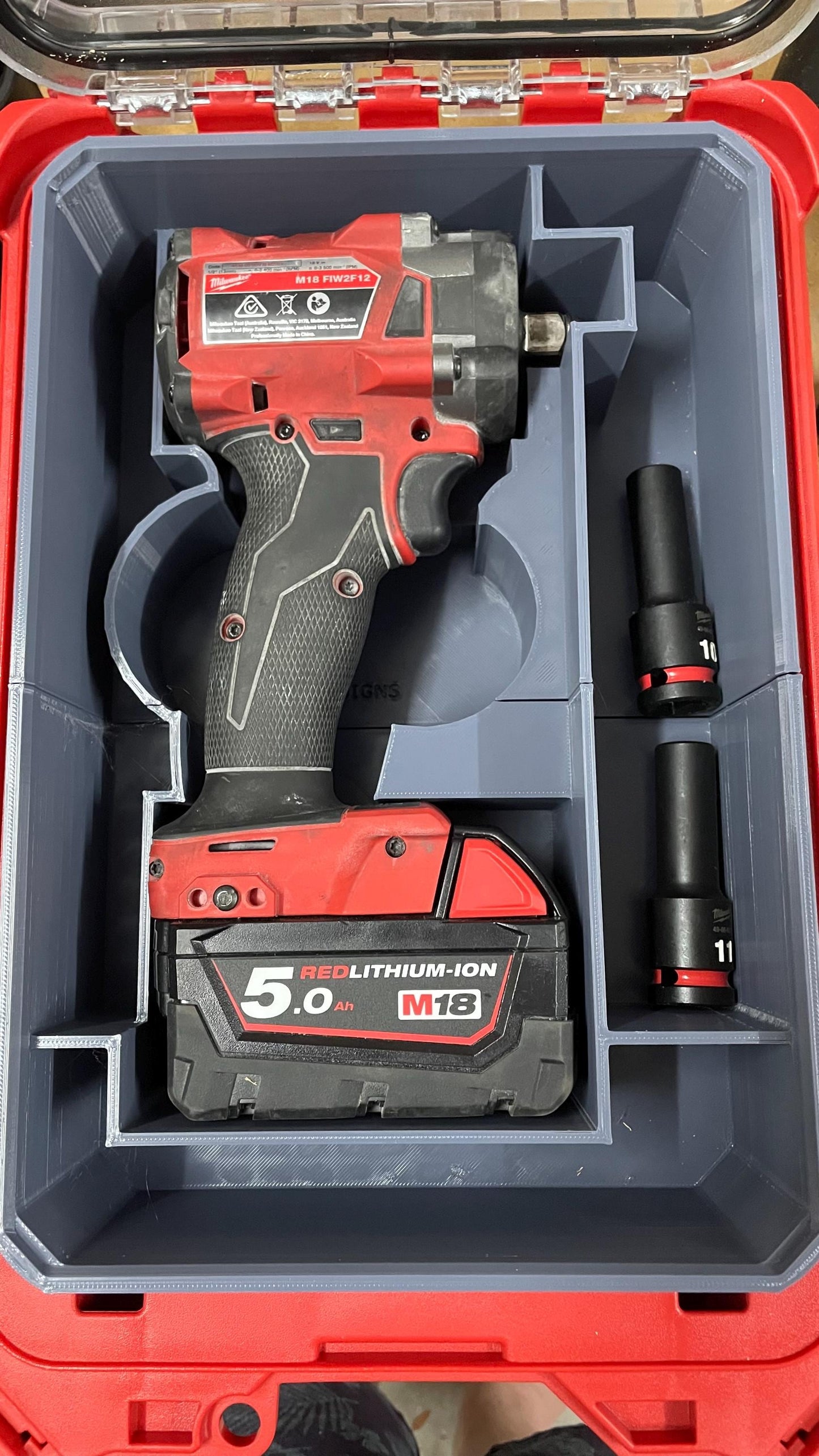 Milwaukee Packout Full size Bin for Stubby Impact FIW2F12 / FIW2P12 (2855-20 / 2885P-20) And / Or Metric Deep Impact socket set 49667054