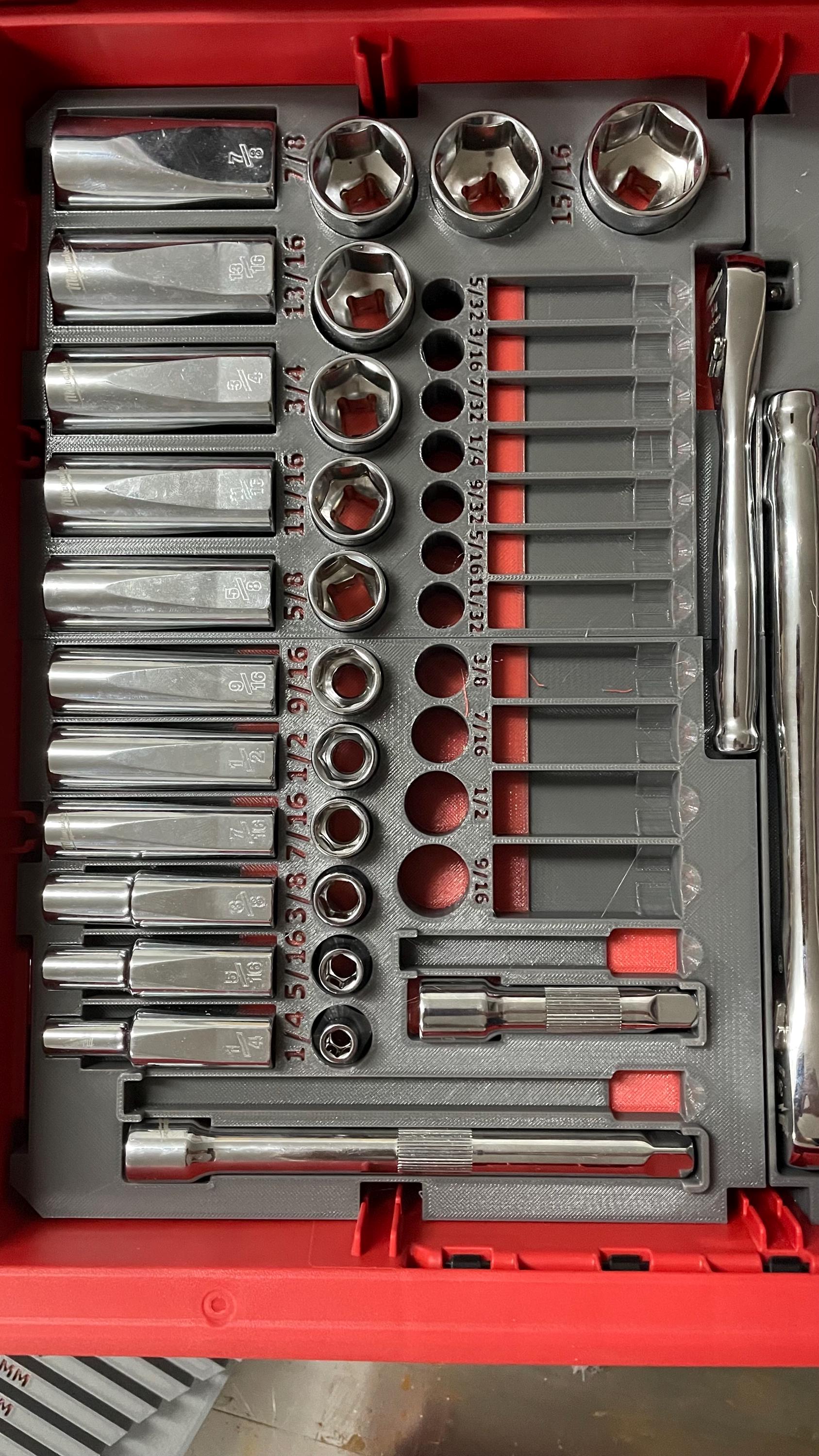 3D Printed drawer insert for 106pc Milwaukee Socket set 48-22-9486