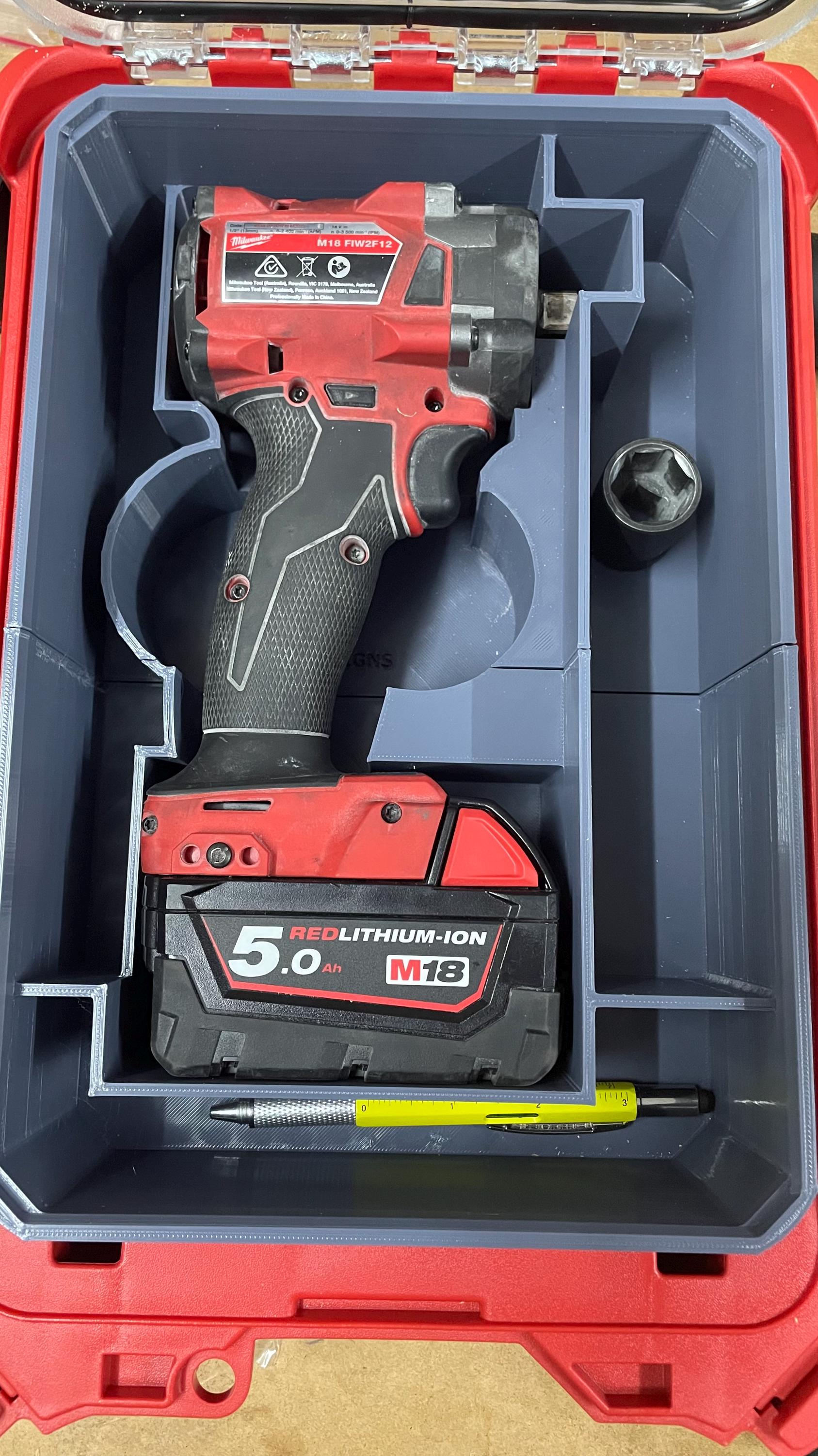 Milwaukee Packout Full size Bin for Stubby Impact FIW2F12 / FIW2P12 (2855-20 / 2885P-20) And / Or Metric Deep Impact socket set 49667054